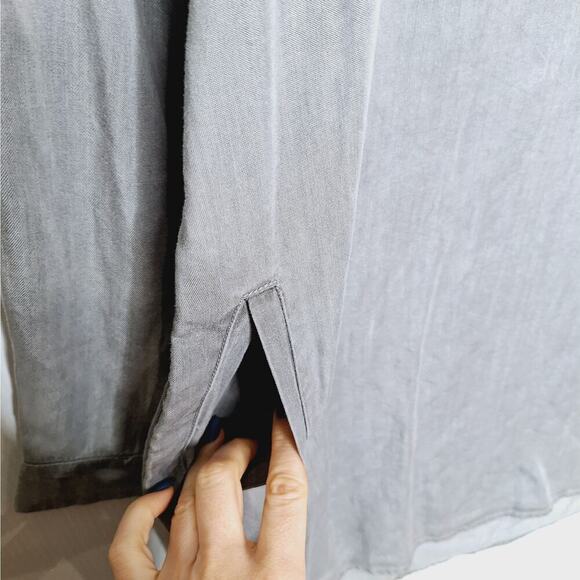 Beach Lunch Lounge Taylor Shirt Dress Large Chambray Tunic Lyocell Tencel - Picture 9 of 11